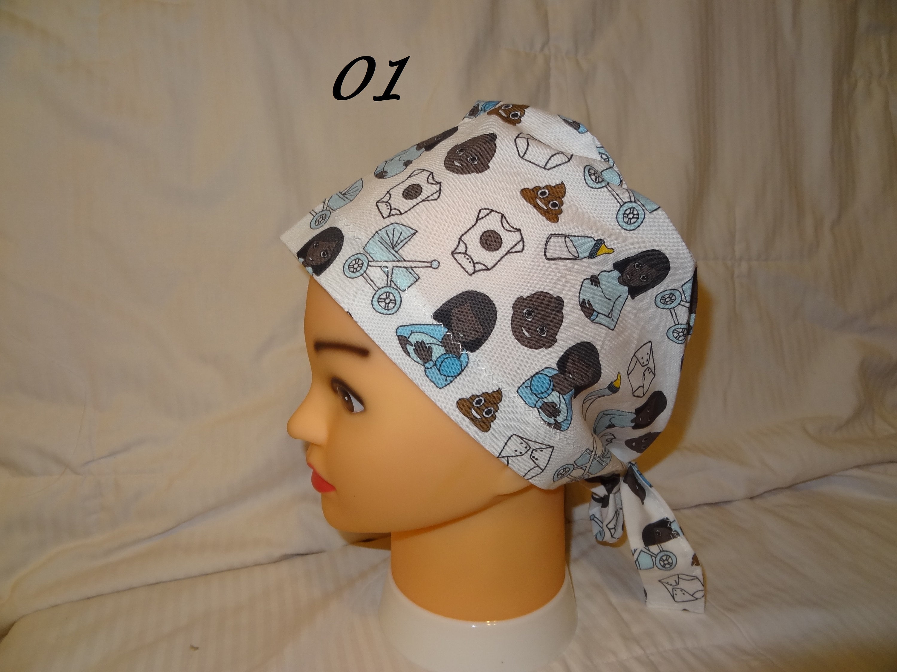 Scrub Cap, Labor & Delivery Scrub Caps, Expecting Baby Emojis Scrub Caps, Medical Scrub Hats