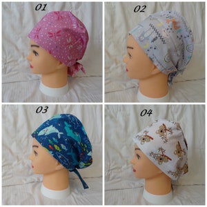 Scrub Caps with Long Back for Long Hair, Animal Scrub Caps, Medical Cap, Surgeon Hat, Scrub Caps for Women or Men