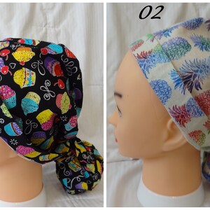 Ponytail Scrub Caps, Food Scrub Caps, Surgical Scrub Cap, Medical Scrub Hat, Nurse Hat, Scrub Cap for Women or Men