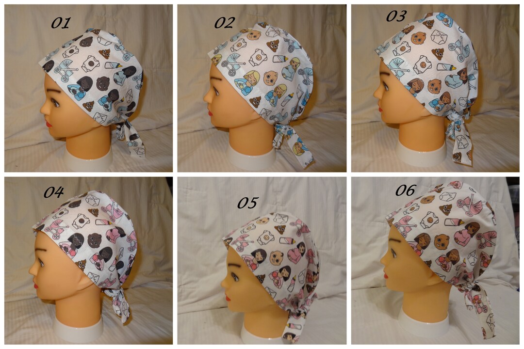 Scrub Cap, Labor & Delivery Scrub Caps, Expecting Baby Emojis Scrub Caps, Medical Scrub Hats
