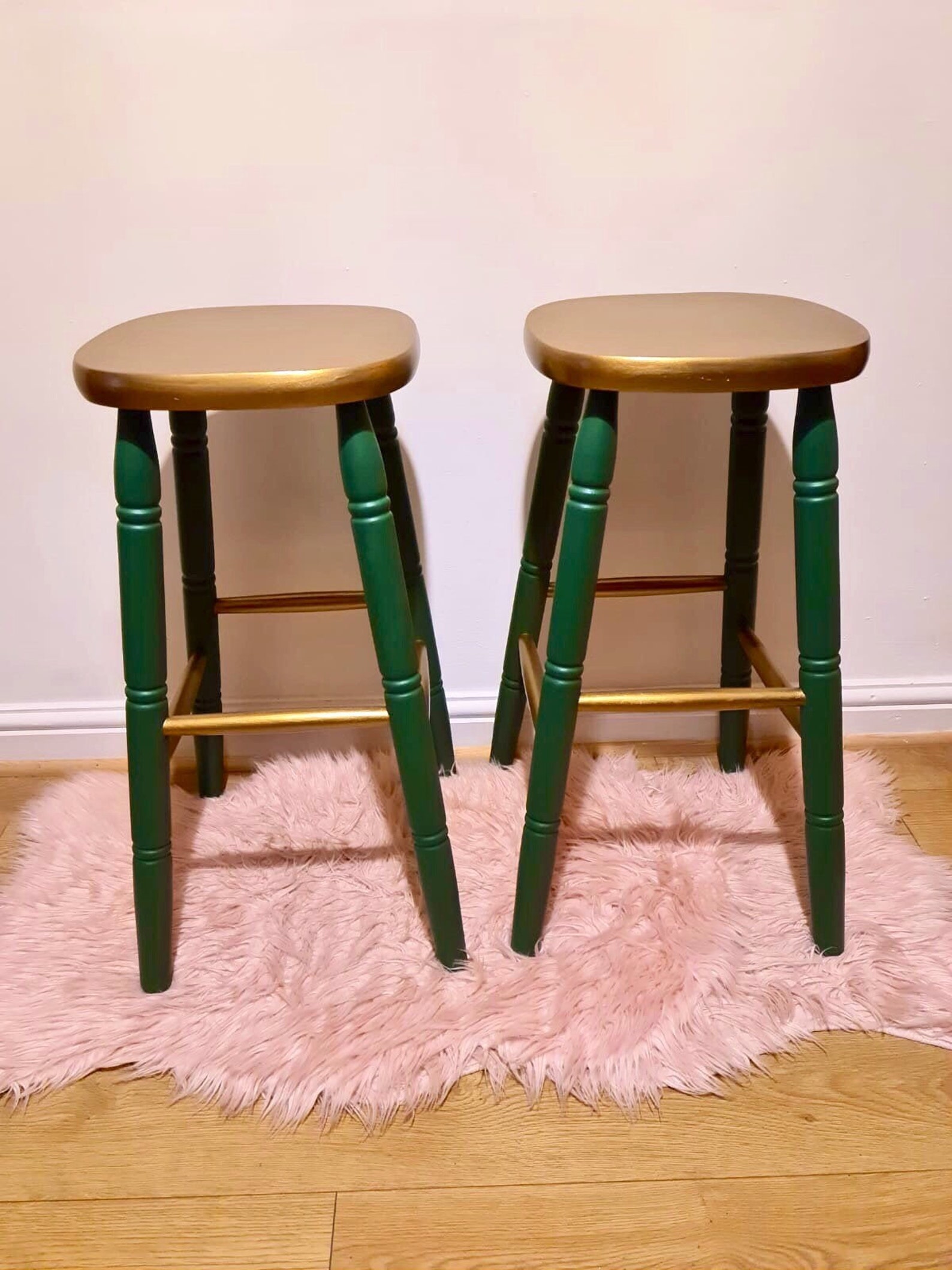 Upcycled gold and green bar stools Etsy