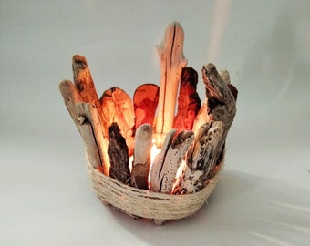 Handmade Driftwood Windlight | Home Decor Tea Light Romantic Candle Holder