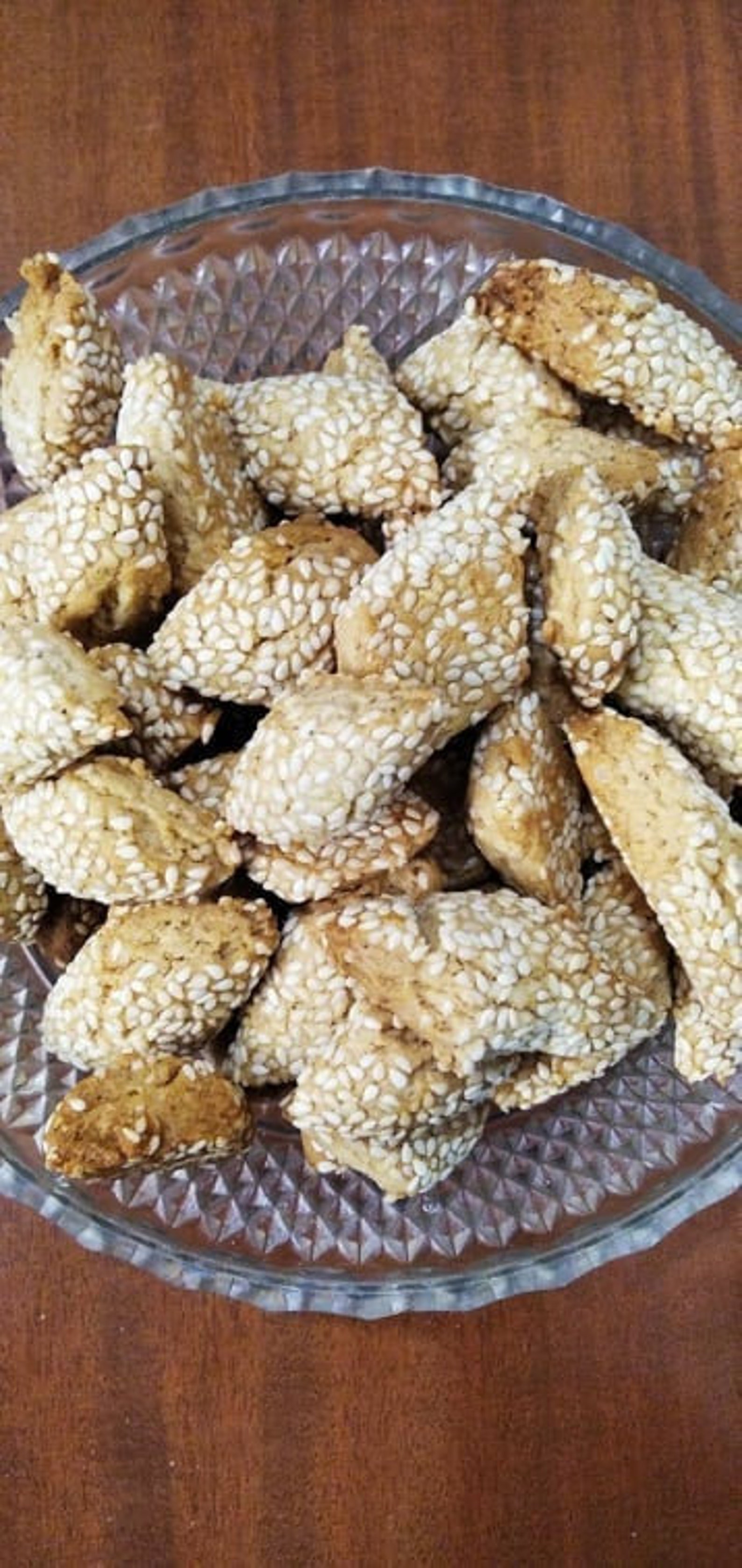 Homemade Traditional Greek Cookies With Sesame Seeds and Sugar From