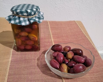 Homemade Greek Kalamata Olives in Oil Recipes Homegrown Organic BIO Snack Mediterranean Healthy Diet