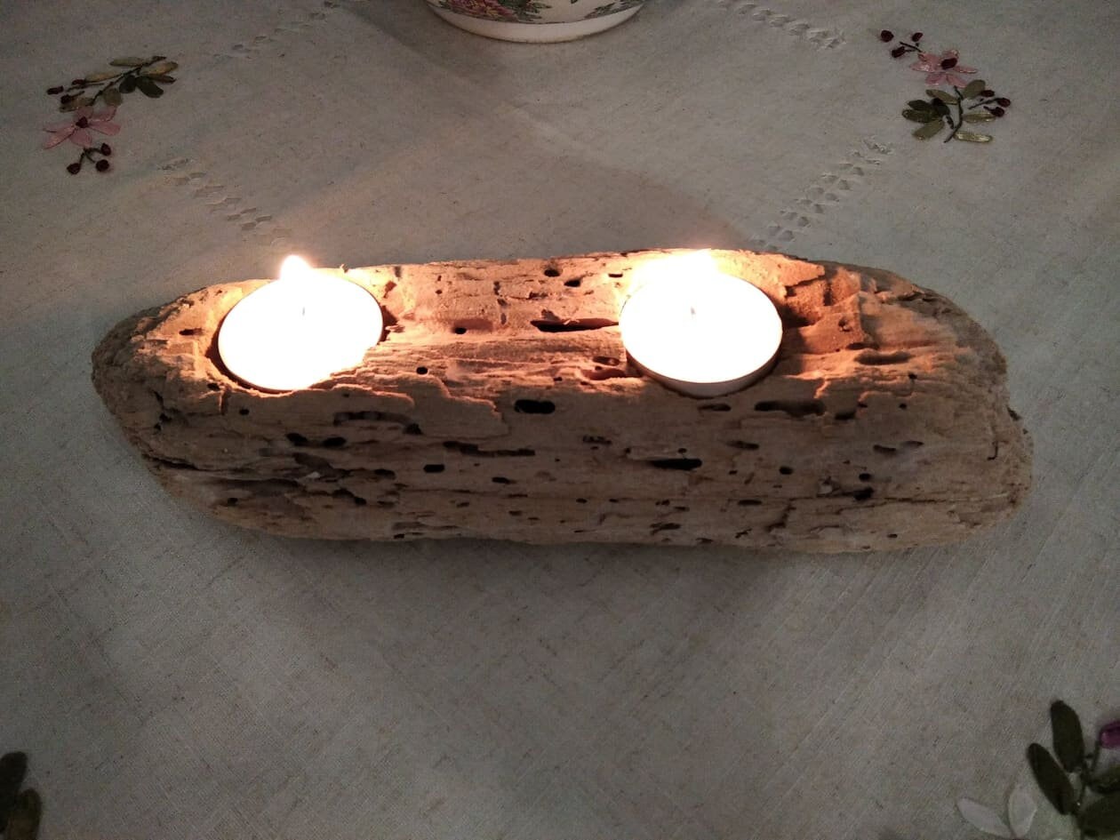 Driftwood tea light holder deals