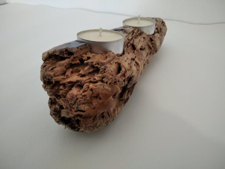 Handmade Driftwood Candle Holder Home Reclaimed Wood Decor Romantic Tea ...