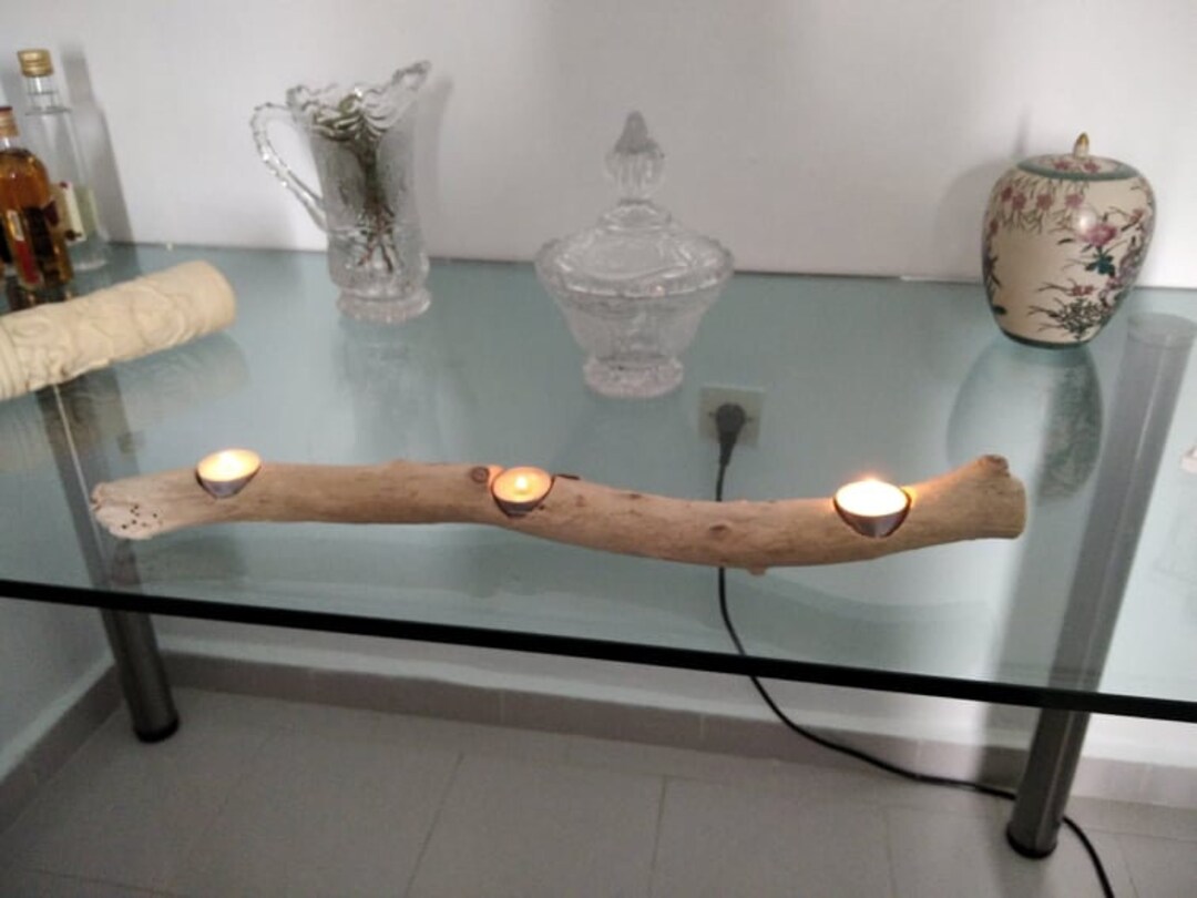 Handmade Driftwood Candle Holder Art Home Reclaimed Wood Decor Romantic ...