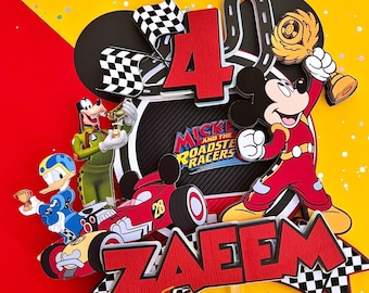 Mickey Mouse and the roadster racers Cake topper, Cake topper Mickey racers,  mickey mouse carrera cake topper, mickey mouse sobre ruedas,