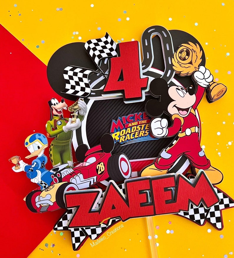 Mickey Racers Flag Mickey Mouse and the Roadster Racers Cake Topper, Cake Topper Mickey ...