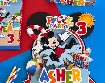 Inspired Mickey mouse pool party 3d letters, mickey pool party topper, mickey mouse pool party labels, mickey summer party