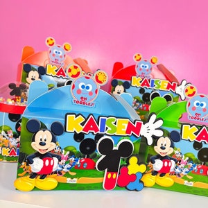 Inspired  Mickey Mouse clubhouse boxes, Mickey mouse treat box, mickey mouse 3D letters, mickey mouse Oreos, mickey mouse labels,