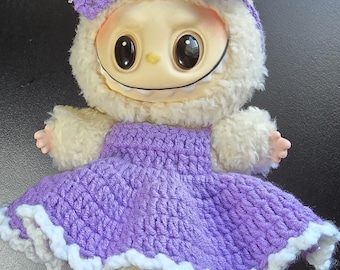 Crochet dress & headband for Labubu