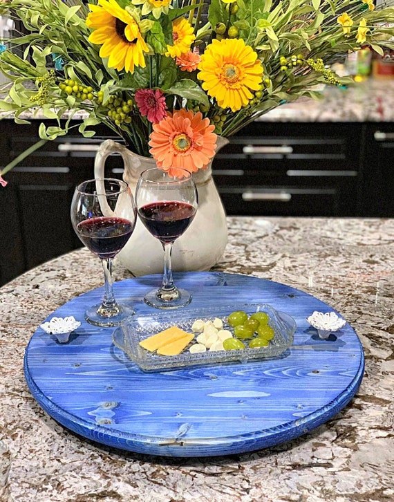 Lazy Susan Blue Lazy Susan Turntable Lazy Susan With Etsy