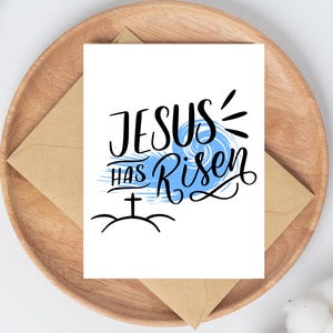 Tarjeta de felicitación "Jesús ha resucitado" / Tarjeta cristiana de Pascua / 4,25 x 5,5 pulgadas / Incluye sobre para manualidades