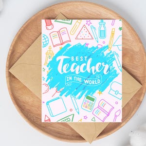 Carte de voeux Le meilleur professeur de tous les temps - Mignonne 4,25 x 5,5 pouces avec enveloppe d'artisanat incluse - Parfaite pour remercier