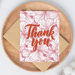 Carte de voeux de remerciement avec un design mignon, enveloppe artisanale incluse, 4,25 x 5,5 pouces, remerciement et remerciement personnalisables