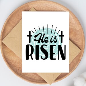Tarjeta de felicitación "Él ha resucitado" / Tarjeta cristiana de Pascua / 4,25 x 5,5 pulgadas / Incluye sobre para manualidades