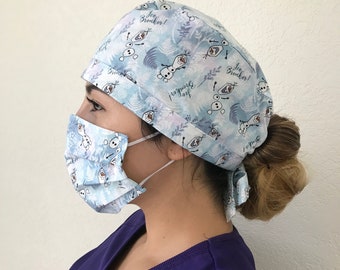 Gorro quirúrgico de algodón con mascarilla / cierre ajustable con elástico / Frozen