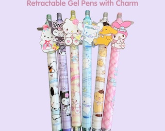 Bolígrafos de gel de Hello Kitty y sus amigos con dije – Set de papelería kawaii