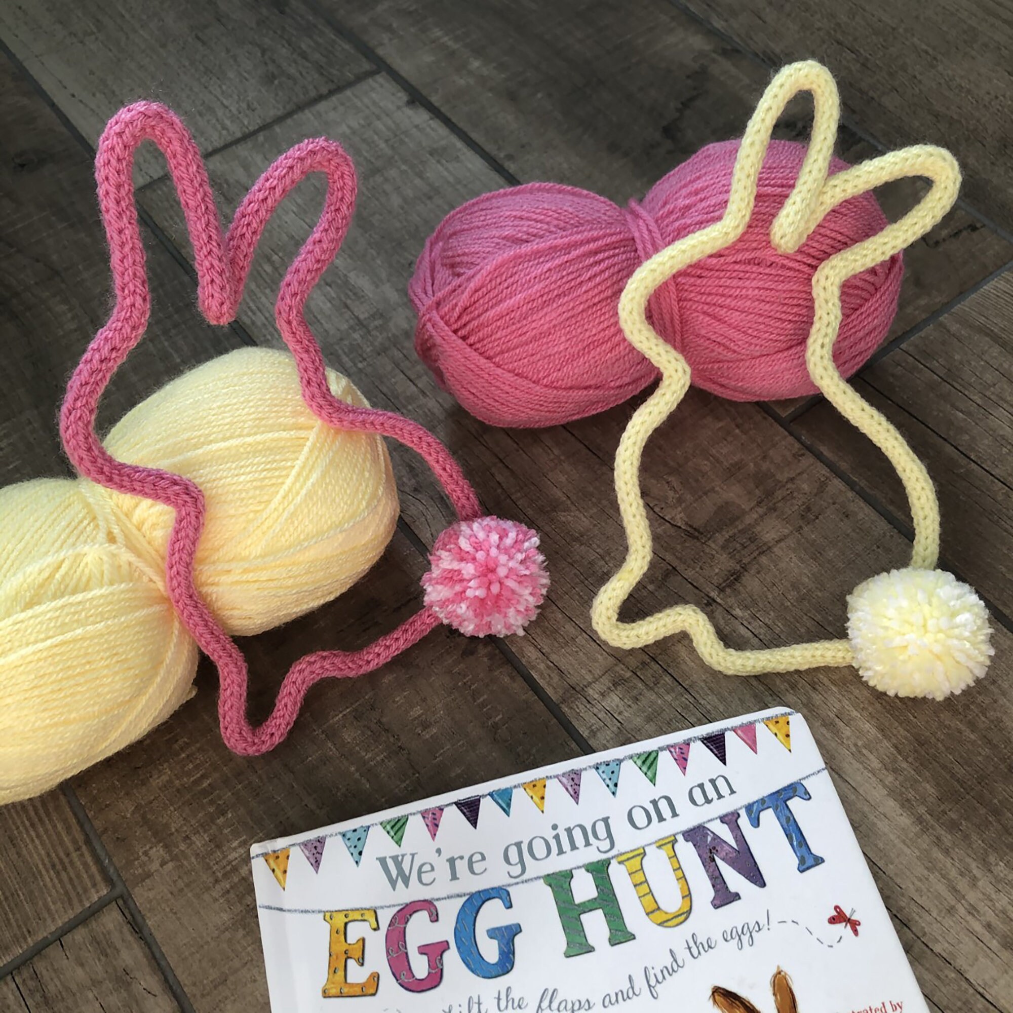 Knitted Wire Bunny Pompom Tail Wall Decor Childrens Room Etsy