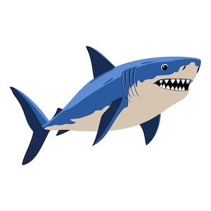 Clipart de tiburón: archivos PNG, SVG y PowerPoint de estilo vectorial plano, arte minimalista para niños…