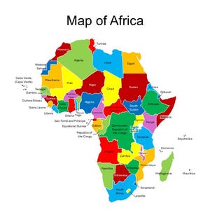 Editable PowerPoint Map of Africa with Named Countries and Regions PLUS Country Flags – Ideal for Presentations, Education, and Business Use