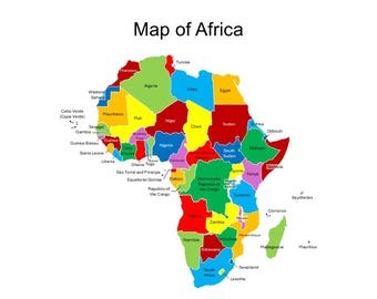 Editable PowerPoint Map of Africa with Named Countries and Regions PLUS Country Flags – Ideal for Presentations, Education, and Business Use
