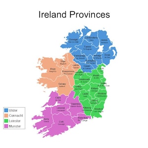 Editable Ireland Map PPT – Provinces & Counties in English and Irish ...