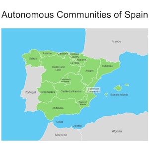Editable Map of Spain With Autonomous Communities – Powerpoint Template ...