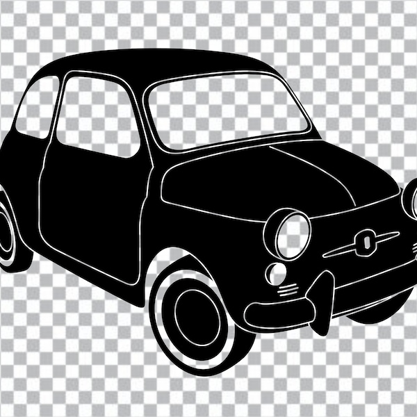 Fiat 500 Car, Clipart, Silhouette, Digital Download, SVG File, PNG File