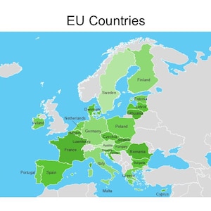 Editable Powerpoint Map of EU Countries – European Union Countries