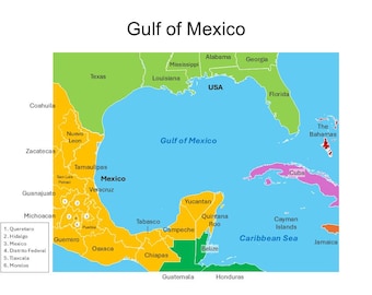 Gulf of Mexico Editable PowerPoint Map – USA, Mexico and Caribbean Countries, Color-Coded, Labeled and Customizable