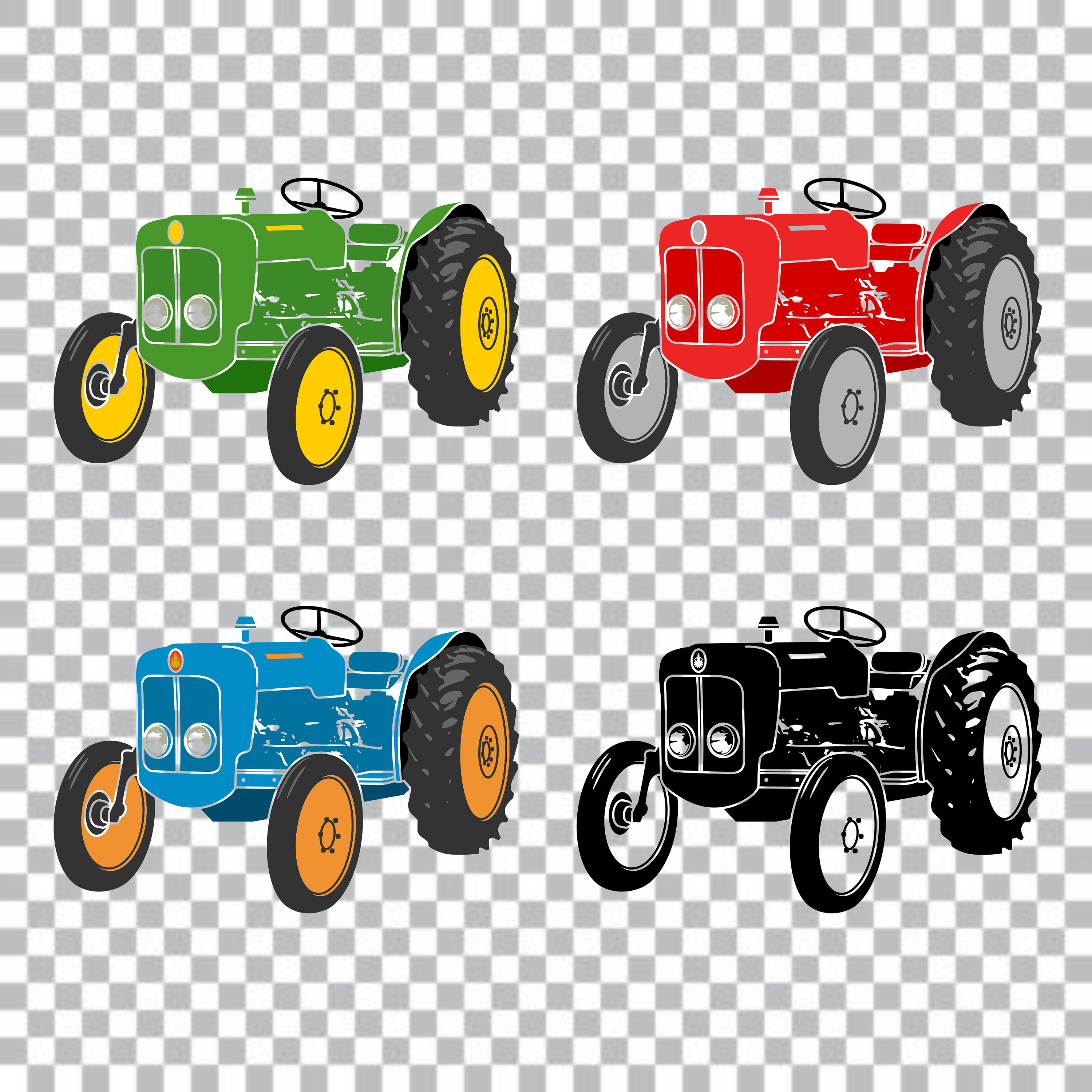 Red Antique Tractor Png Etsy