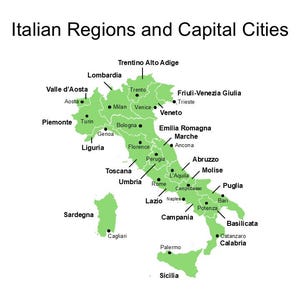 Bearbeitbare Power Point Karte der italienischen Regionen in Italien, Provinzen Sizilien, Provinzen Sardegna - einschließlich: Valle d’Aosta, Piemonte ...