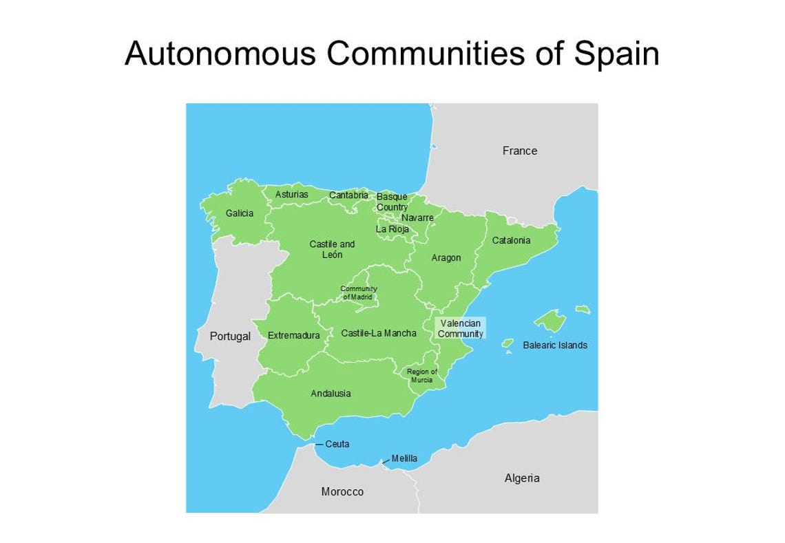 Editable Map of Spain With Autonomous Communities – Powerpoint Template ...