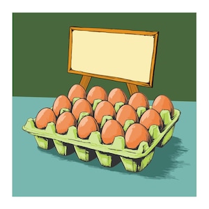 Egg Carton Clipart, Hand-Drawn, with Sign, in PNG, SVG and PowerPoint formats – vector style with solid colors & detailed background...