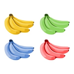 Lot de cliparts banane | Régime de bananes PNG, SVG et PowerPoint | Illustration de fruits pour agendas, travaux manuels et projets éducatifs