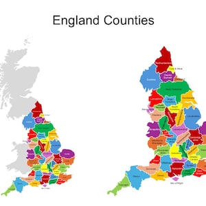 PowerPoint de carte modifiable des comtés d'Angleterre | Carte des comtés du Royaume-Uni, de Grande-Bretagne et de Grande-Bretagne | Modèle imprimable et personnalisable