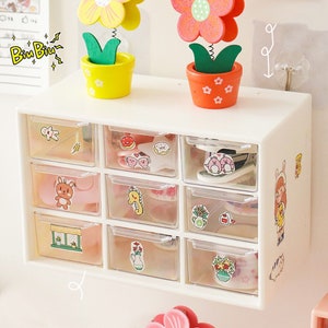 Cute 9 Drawer Cabinet, Desktop Storage Cabinet, White Storage Box