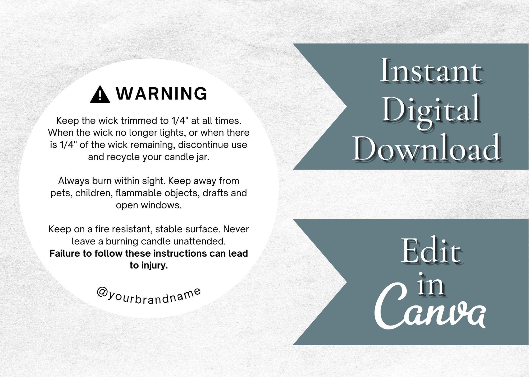 editable candle warning label template candle safety sticker etsy