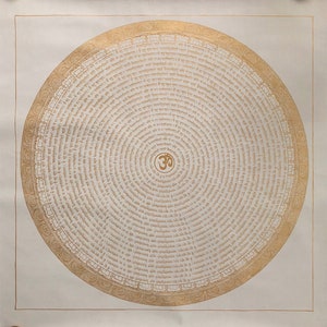 White Background Genuine Handmade Gayatri Mantra Mandala Thangka