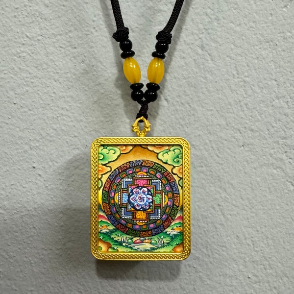 Kalachakra Mandala Pendant, Mandala Amulet - Necklace, Jewellery, Handmade