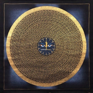 Om Mani Padme Hum Mandala Thangka, Prayer Mandala, Compassion Mandala Thangka, Chanting Mandala