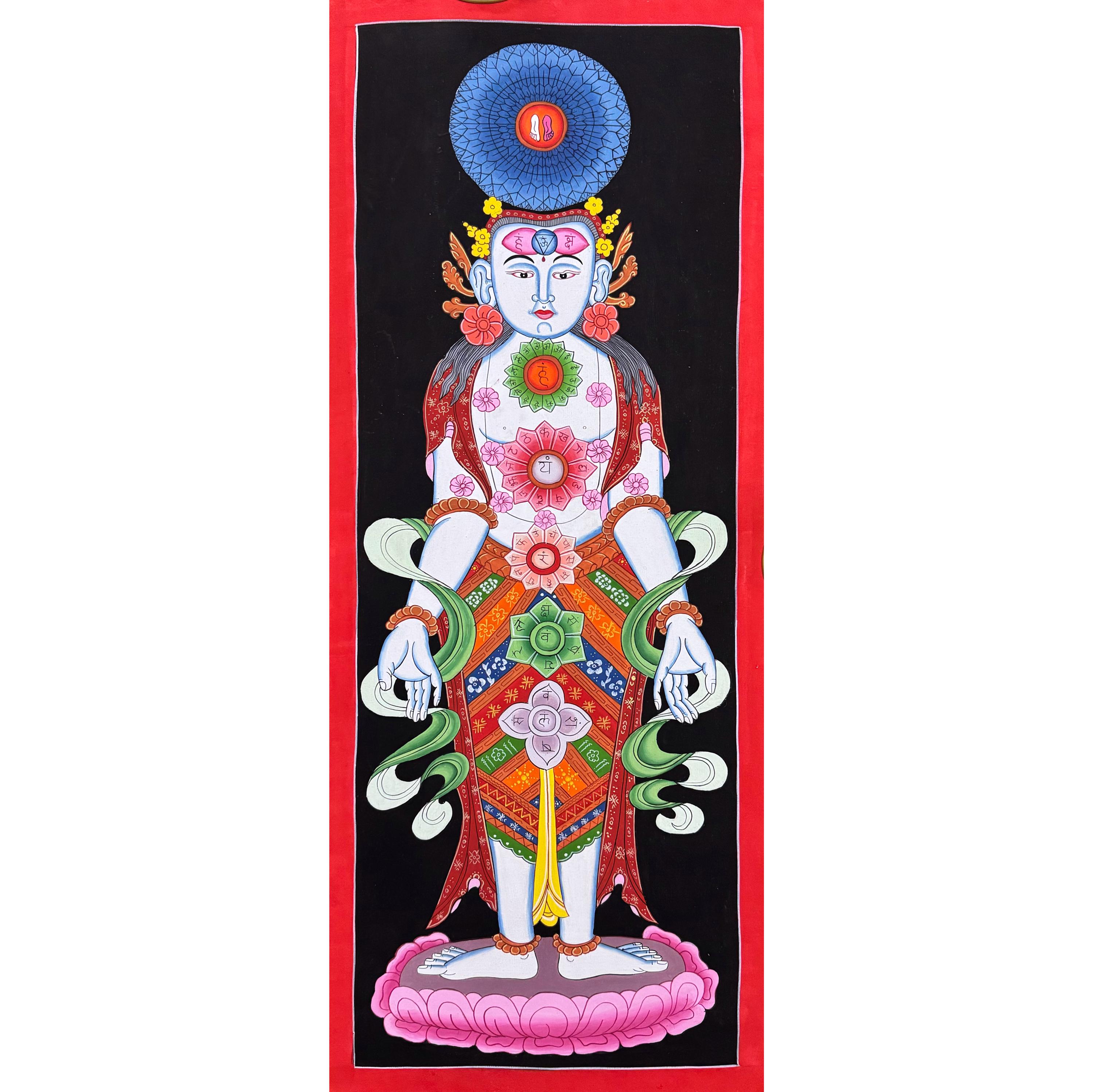 7 つのチャクラのタンカ絵画、瞑想のための 7 つのチャクラの