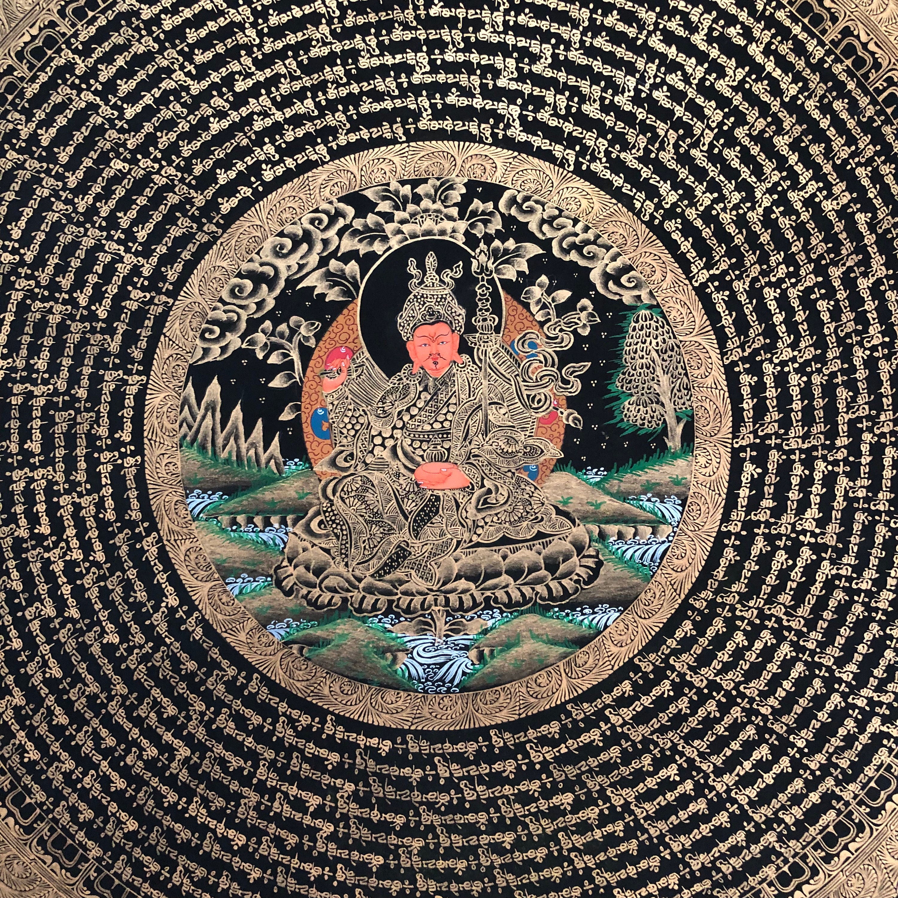 太*丸様 世界に2枚　PSA10 ムファサ　エンチャンテッド Padmasambhava Mandala Thangka, Hand-painted Gold Leaf Tibetan Art