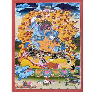 Vintage Dorje Drollo Thangka Painting, Hand-Painted Sacred Meditation Art (26x21 Inch)