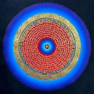Om Mantra Mandala Thangka Painting, Thanka Art for gift, Lama Blessed Tangka, Om Mani Padme Hum Mandala