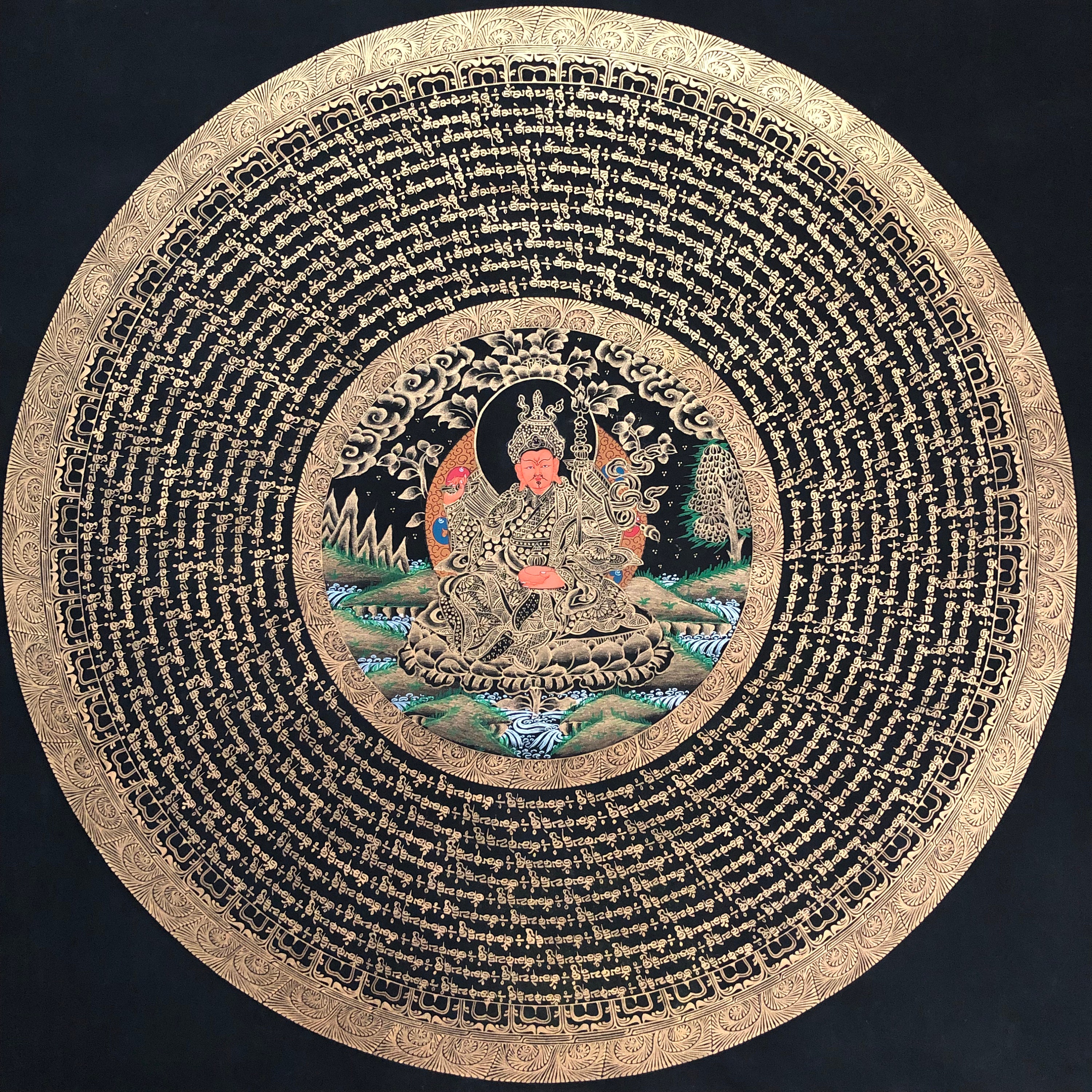 太*丸様 世界に2枚　PSA10 ムファサ　エンチャンテッド Padmasambhava Mandala Thangka, Hand-painted Gold Leaf Tibetan Art