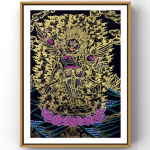 Fine Quality Vajrakilaya Thangka, Blessed Vajrakilaya Thanka, Rare Genuine Hand Painted Tibetan thangka, thanka Gold leaf Painting
