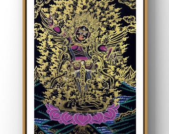 Handbemaltes Vajrakilaya Thangka, Blattgold tibetisch-buddhistische Kunst